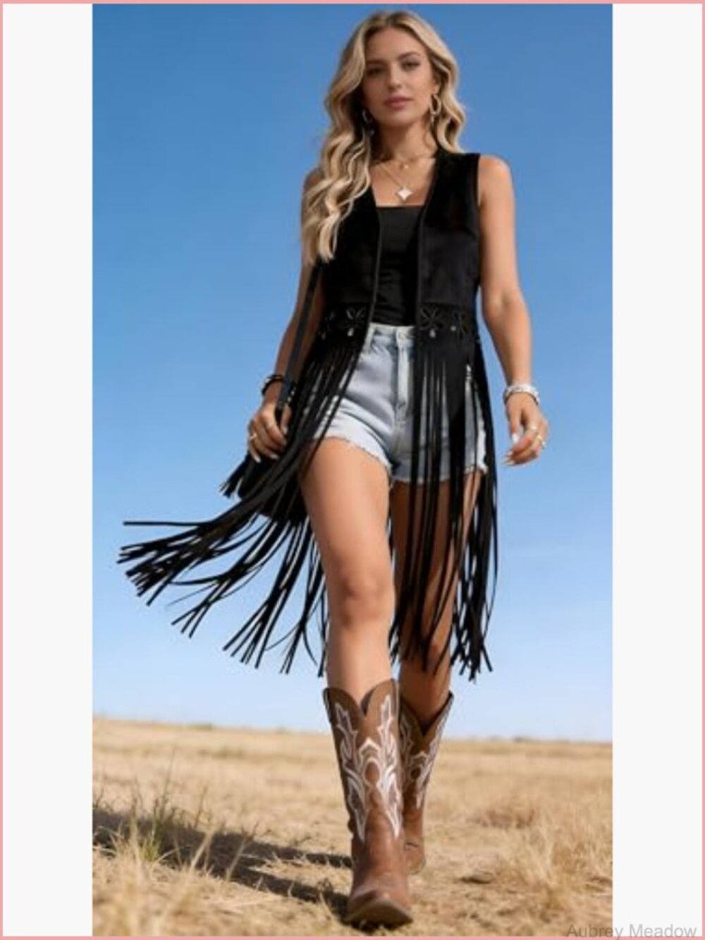 Faux Suede Tassel Vest Sleeveless Open Front Fringe Jacket Long Cardigan - Picture 3 of 6